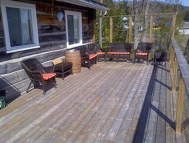 Relax on the huge deck at the Ontario Rental Cottage